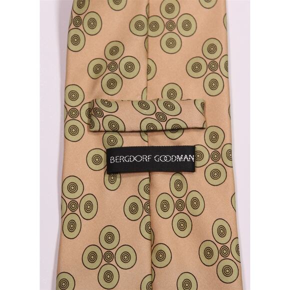 Bergdorf-Goodman Brown Green Avocado 70's Style Silk Necktie Tie - Picture 5 of 6